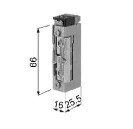 Gâche électrique AGB symétrique 0110 12V-24V Lg 66mm x 18,5mm pour ANTI-PANIQUE mécanique - Avec capteur