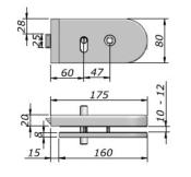 Serrure à ressort 80x160mm avec réservation pour béquille et cylindre